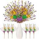 XunYee 24 Pack Mardi Gras Artificial Berry Picks Artificial Berry Centerpiece Decorations for Mardi Gras DIY Craft Vase Bouquet Home Table Party Decoration