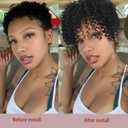 Oseti Short Black Afro Kinky Curly Hair Topper Clip in Synthetic Pieces for Women with Thinning Hair Natural Soft Black Wiglets Womens Hairpieces