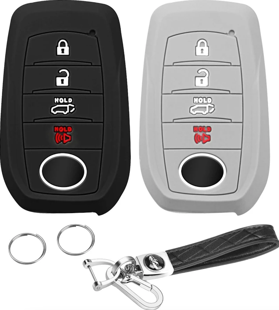 QBUC 2PCS for Toyota Key Fob Cover, Silicone 4 Button Key Case for Toyota 2019+ Land Cruiser 2021-2025 Venza RAV4 Corolla Grand Highlander Tundra Crown 2022-2025Tacoma TRD Corolla SE Camry XSE
