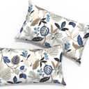 Outdoor Lumbar Pillows 12x20 inch, Rectangle Throw Pillows with Inserts, Decorative Lumbar Cushions for Patio Furniture Garden Couch Home Sofa Office Chair, Pack of 2, Breeze Leaves Beige