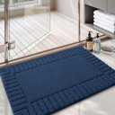 Color&Geometry Standard Sized Bath Rugs Non Slip Washable, 20"x31.5" Absorbent Navy Blue Bathroom Rugs, Soft Bath Mats for Bathroom Floor, Shower, Bathtub, Laundry Blue