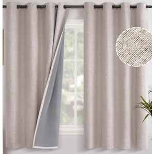 YoungsTex Beige Blackout Curtains 84 Inches Long for Bedroom - Thermal Insulated with Grommet Room Darkening Window Drapes for Living Room, 2 Panels, 42 x 84 Inch 