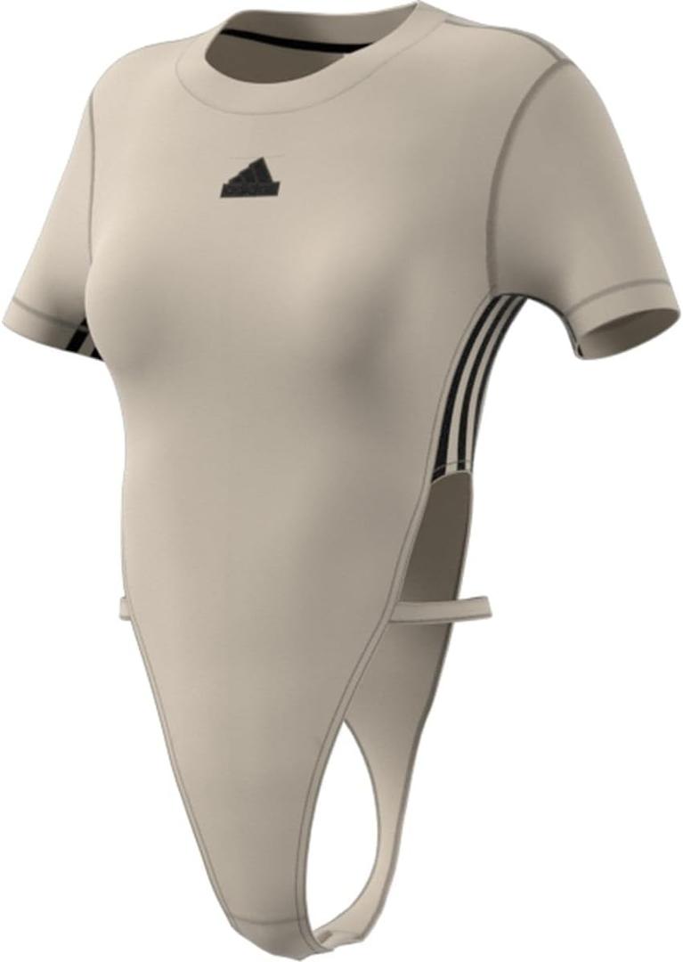 adidas womens Dance All Gender Anti-mircobial Bodysuit (Putty Grey/Black, Small)