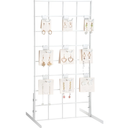 Pack of 10 Metal Grid Wall Hooks Panel Hooks Set Including 1 Pcs 24" H x 12" W Counter Top Gridwall Display Unit with T Base Floorstanding and 9 Pcs 4'' D Grid Panel for Retail Display(White)