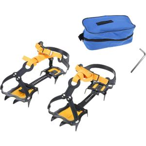 Amarine Made Anti-Slip Ice Crampons Mountaineering Cleats for Men,Women,10 Teeth Stainless Steel Snow Grips Crampons Traction Spikes for Hiking Climbing Fishing Jogging
