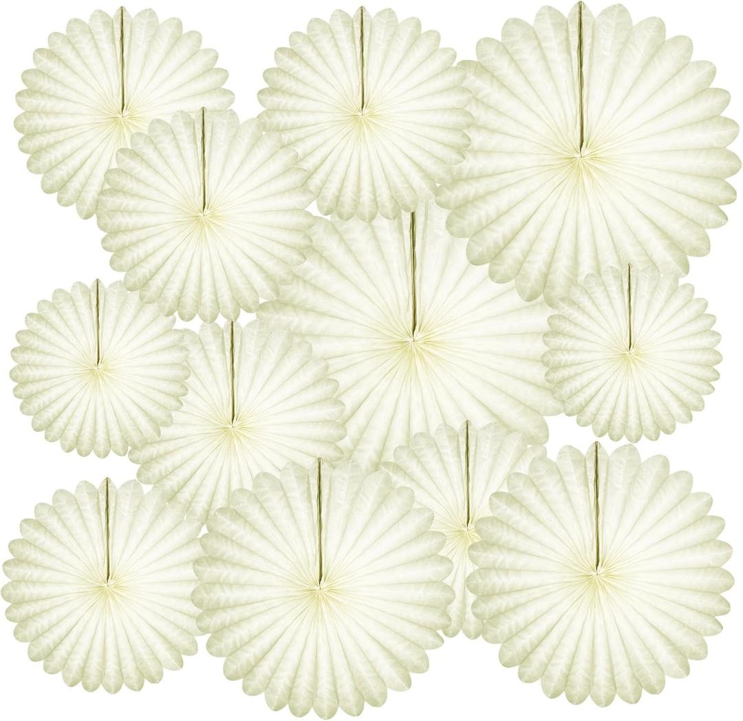 20 Pcs Cream White Hanging Paper Fan, Hanging Honeycomb Round Paper Fans for Weddings, Birthdays, Christmas, Baby Showers, Classroom, Events Ceiling Party Supplies Decorations
