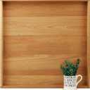 24 x 24 Inches Large Square Teak Wood Ottoman Tray with Handles, Serve Tea, Coffee Classic Wooden Decorative Serving Tray