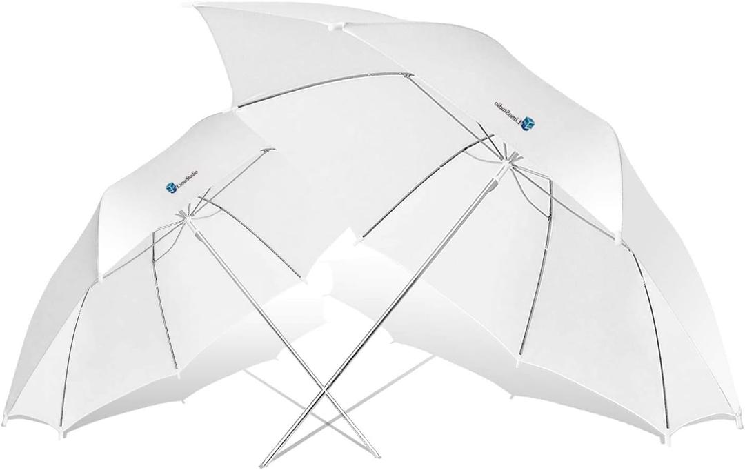 LimoStudio [2 Pack] 33 inch Diameter White Umbrella for Photography Video Studio, Lighting Reflector, Light Diffuser Control and Modifier for Delicate, Subtle Soft Light, AGG124-A
