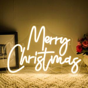 WLHOPE Merry Christmas Neon Sign Dimmable Neon Signs For Wall Decor Led Lights For Christmas Bar Man Cave Club Party Room Shop Window Bedroom Decoration Gifts USB Powered 12.6x16.14in