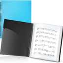 CRANBURY Sheet Music Folder 8.5x11 - Dual Use Music Holder (Blue), Store Pages Inside 24 Protective Sleeves or Annotate Exposed Pages, Music Binder with Spiral Binding Stays Opens and Lays Flat