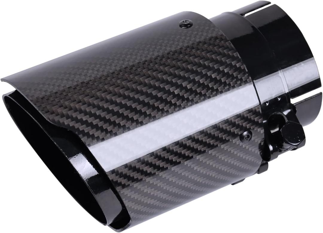 Carbon Fiber Exhaust Tip 2.5" Inlet to 4"Outlet, Universal Tailpipe 2.5 Inch Exhaust Muffler Tip (Gloss)