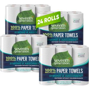 Seventh Generation Paper Towels 2-Ply 4 Pack 100% Recycled Paper 6 Rolls