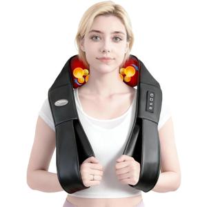cotsoco Neck Massager, Shiatsu Shoulder Massager with Heat, Portable 3D Ergonomic Deep Tissue Shoulder and Back Massager for Pain Relief, Birthday and Christmas Gifts for Mom and Dad, Men and Women (Black)
