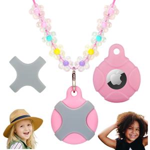 Airtags Holder Airtags Necklace Kid Adult, Airtags Kids Hidden | Adjustable Air Tag Necklace Kids, Adults | Waterproof Airtags Case (Blossom)