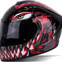 MotuoMr BSDDP Unisex-Adult Full Face Motorcycle Helmet DOT Approved Motorbike Moped Street Bike Racing Crash Helmet with Graphic (Red Venom, Large)