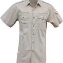 Foxfire Thunder River Gear Short Sleeve Cotton Travel Safari Passport Shirt (Large, Stone)