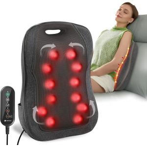 CooCoCo HSA Store Eligible Shiatsu Back Massager with Heat, Portable Massage Chair Pad, Kneading Massage Mat for Pain Relief, Chair Massager for Office Home