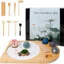 Zen Garden Kit for Desk - DIY Sand Garden with Balls, Japanese Mini Zen Decor, Sand Tray Therapy Kit, Office Desktop Accessories (11.8" x 10.8" x 2.7")