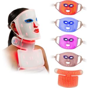 Lifepro Red Light Therapy Face Mask - LED Light Therapy Mask with 3 Colors for Face and Neck - Portable Skin Care Device for at-Home Facials