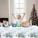 3Piecs Onederland 1st Birthday Boy Tablecloth, Disposable Blue Snowflake 1st Birthday Boy Table Cover Winter Wonderland Table Cloth for Wonderland Baby Shower Decorations