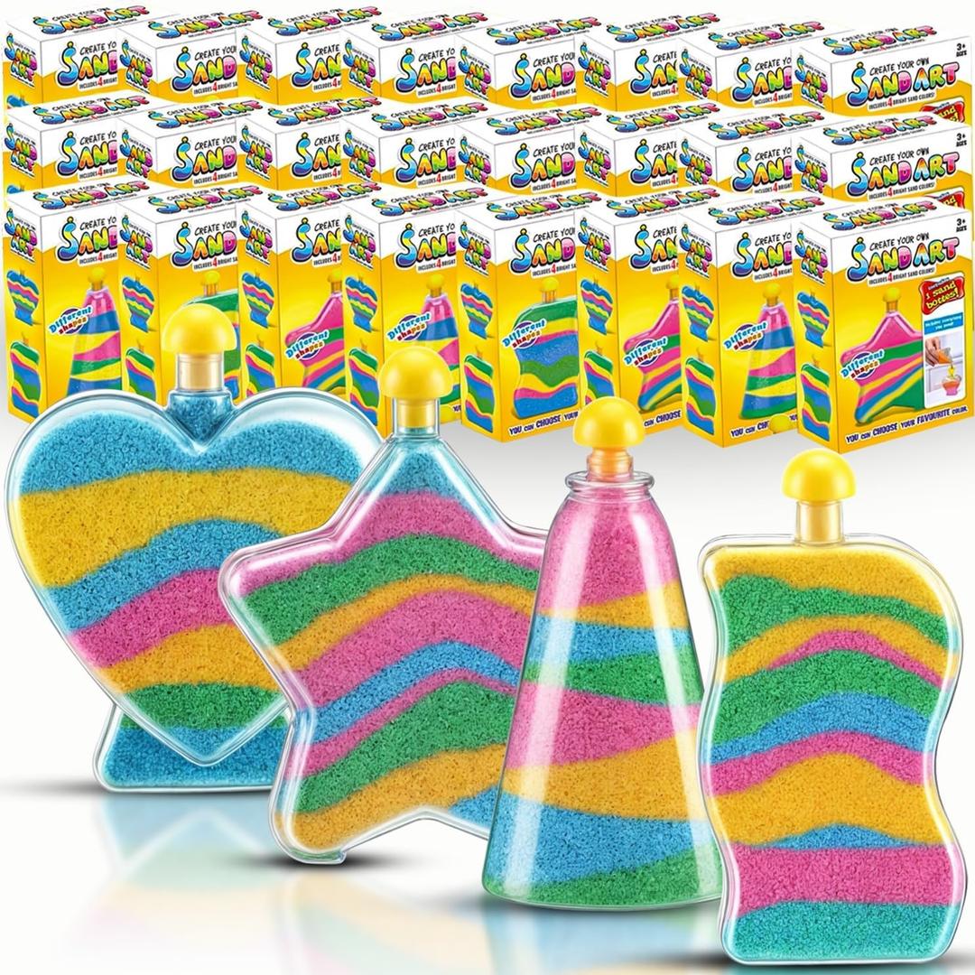 Liberty Imports Sand Art Kits for Kids - Create Your Own Colored Sand Art, Includes Bottles, Funnels, Sticks, Bags of Sand for Arts and Crafts, Schools, Birthday Party Favors Bulk (24 Pack)