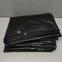 Black Tarp 8x10 Feet, 10 Mil Thick Waterproof Poly Tarps Cover UV Resistant, Rip & Tear Proof with Metal Grommets Every 20 Inches