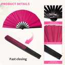 Large Folding Hand Fan, Nylon-Cloth Vintage Retro Fabric Fans, Glitter Bamboo Ribs Chinese Kung Fu Tai Chi Hand Fan for Women, Festival, Dance, Gift, Performance, Decorations