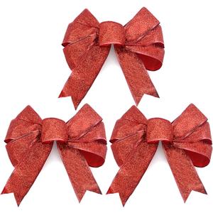Jomi & Jolly 3 Pcs Christmas Bows for Wreaths, 1011 Christmas Bows for Presents, Red Bows for Christmas Decorations, Excellent for Xmas Tree Outdoor Decor or Indoor and Gift Wrapping