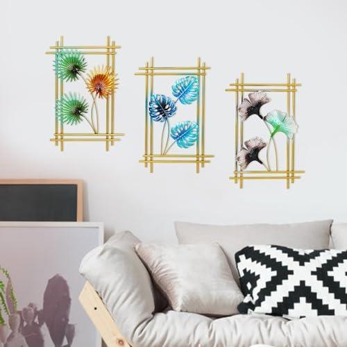 dreamskip 3 Pcs Gold Metal Wall Decor Wall Art, Modern Metal Leaf Wall Sculpture for Living Room, Bedroom, Dining Room, Patio, Home Decoration, Gifts for Women, Moms, Grandmas