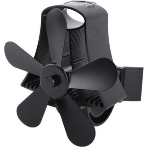 Trisar Magnetic Wall Mounted Fireplace Fan, 5 Blades Heat Powered Stove Fan for Wood Burning Environmental Protection (Black)