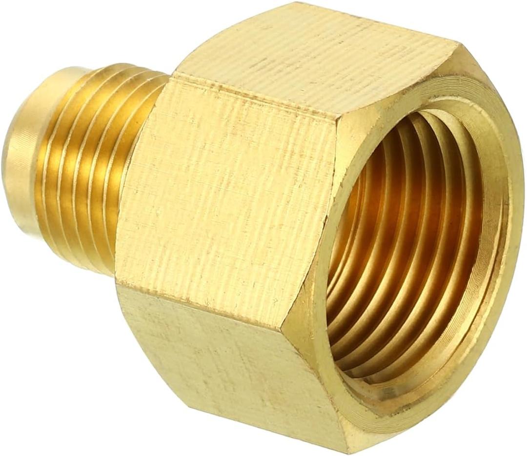 PATIKIL 5/8" (7/8"-14UNF) Female Flare x 3/8" (5/8"-18UNF) Male Flare, 2pcs SAE 45 Degree Brass Fittings for Air Gas Lines Refrigeration HVAC
