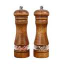 Haomacro Wood Salt and Pepper Grinder Mills Set, Classic Manual Pepper Grinder Salt Grinder Refillable Pepper Mill Sets with Acrylic Visible Window Adjustable Ceramic Grinding Rotor 6.5inch 2 Pack