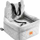 CABZOON Dog Car Seat for Small/Medium Dogs Up to 35lbs,Elevated Cushion Fits in Front/Back Seat,Travel Safety Per Car Bed with Washable Removable Cover, Storage 2 Pockets BlackGrey