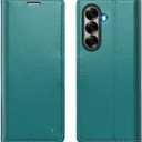 For Samsung Galaxy Z Fold 7 Case Wallet with RFID Blocking Card Holder, PU Leather Kickstand Protective Flip Phone Cover Fit for Galaxy Fold 7 8.0", Bluish Green