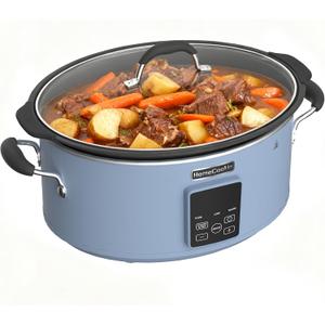 HOMECOOKIN Slow Cooker, Extra Large 10 Quart Digital Programmable Slow Cookers with Timer, Dishwasher Safe Glass Lid & Crock, Kitchen Appliance for Families and Gatherings, Blue