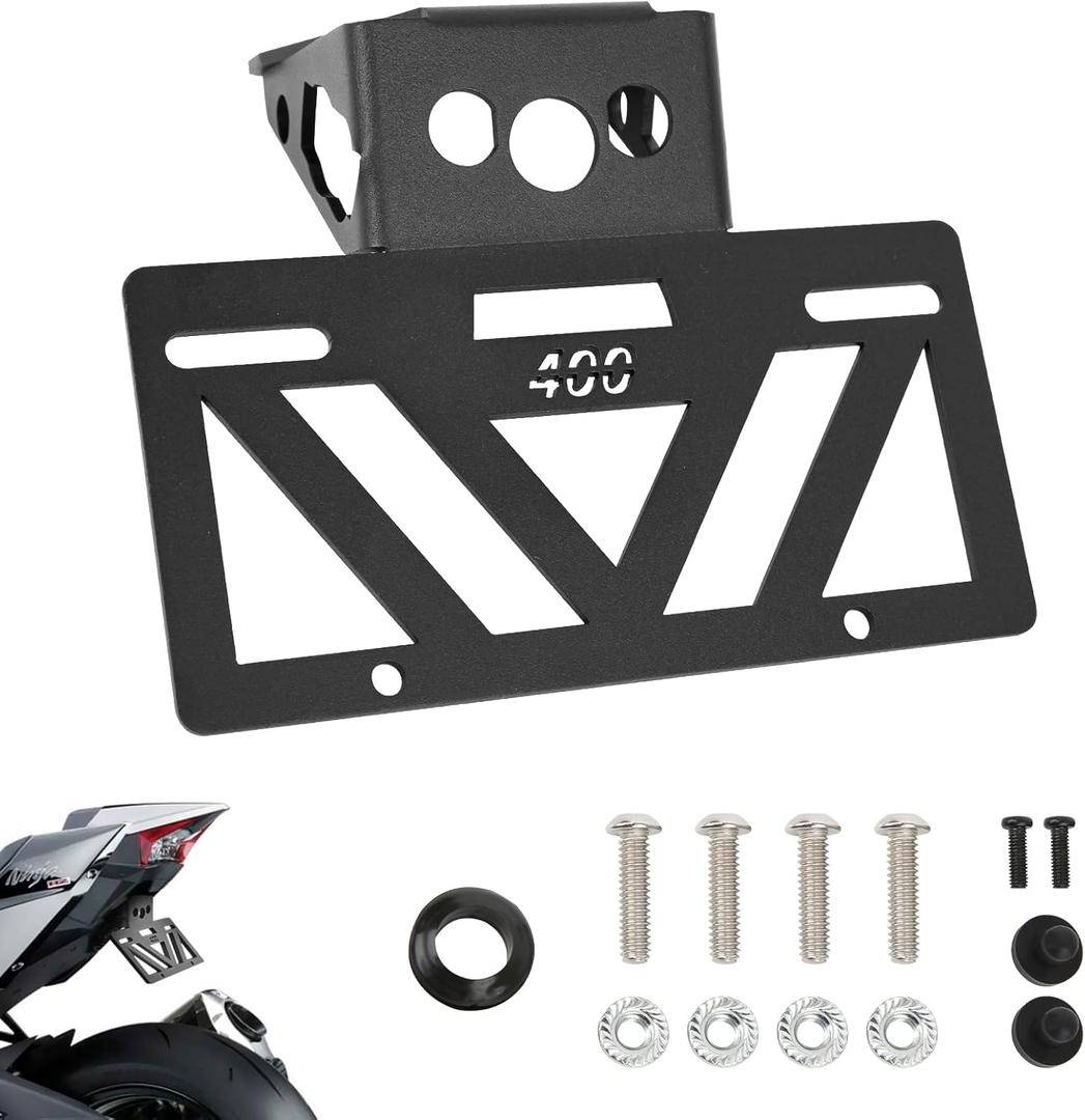 2024 Ninja 500 Fender Eliminator Ninja 400 Fender Eliminator Tail Tidy License Plate Bracket Mount Fit With OEM & Aftermarket Turn Signal Z400 2018 2019 2020 2021 2022 2023 2024 2025 Z500 2024