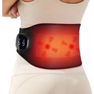 Comfytemp Cordless Portable Heating Pad with Massager for Lower Back Soothing, FSA Eligible HSA 9 Heat 5 Vibration 3 Intensity, Mothers Day Gifts for Mom Dad Rechargeable Wireless App Control