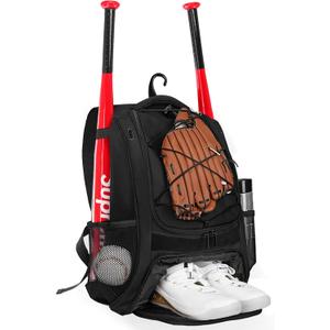 Goloni | Baseball Backpack,Baseball Bag for Adult,Softball Bat Bag with Shoes Compartment,Large Main Compartment for Helmet & accessories, Fence Hook (black)
