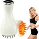 Lymphatic Massager, Anti Cellulite Massage Tool, Lymphatic Drainage Tool, with Soothing Pulse, Light, Heat and Vibration, Help Reduce Stretch Mark and Cellulite, for Belly Neck Leg Hip Arm (White)