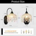 2-Pack Vintage Glass Crystal Wall Sconce, Matte Antique Black Finish, for Bedroom Bathroom Hallway Living Room, 2 units
