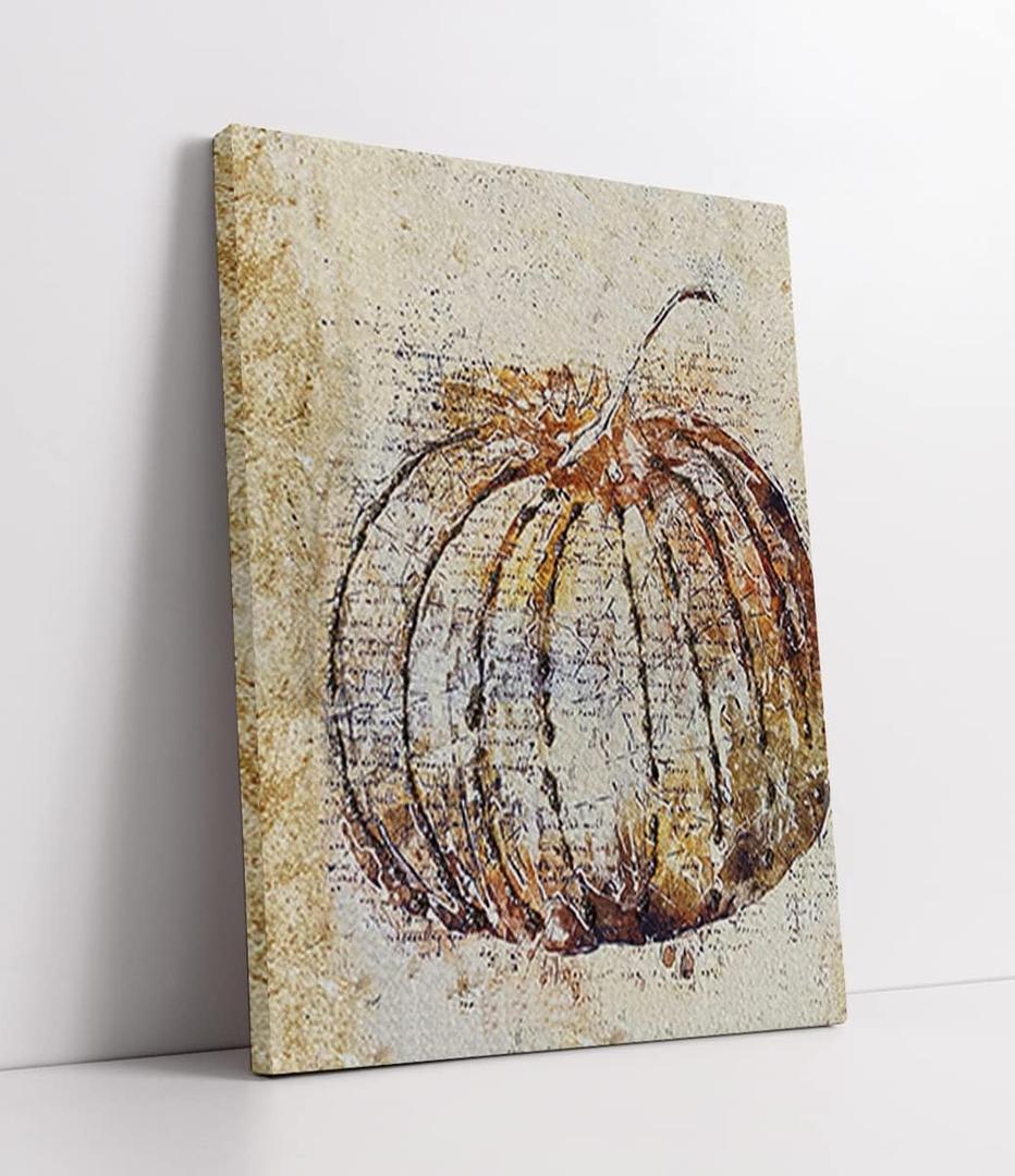 LiTiu Fall Wall Art Decor, Rustic Vintage Farmhouse Fall Pumpkin Wall Art Canvas Prints Decor, 11x14,Retro Autumn Pumpkin Artwork Gifts Thanksgiving Decorations for Home Bedroom (Multicolor)