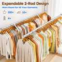 GRANNY SAYS Heavy Duty Clothes Rack Rolling Clothing Racks for Hanging Clothes Load 650LBS Double Rods Garment Rack with Lockable Wheel & 2-tier Storage Shelves for Bedroom Laundry Room