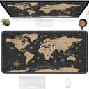Desk Mat,Vintage World Map Extended Gaming Mouse Pad for Office Work & Game,Computer Keyboard Mouse Mat Desk Non-Slip Rubber Base Large Mousepad with Stitched Edges, 31.5x15.7inch