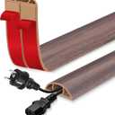 Floor Cord Cover for Wires on Floor Self Adhesive Cord Hider Floor Cable Management Wire Covers for Cords Protector Prevent Cable Trips Cord Cavity W 0.47" x H 0.27", Grayish Brown Wood, 3.3Ft