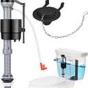 Universal Toilet Flusher Replacement Kit, Water-Saving & Height Adjustable Fill Valve, 2-Inch Flapper, Quiet & Anti-Siphon Toilet Repair Kit Inside Tank, Easy to Install (Black, 1-Pack)