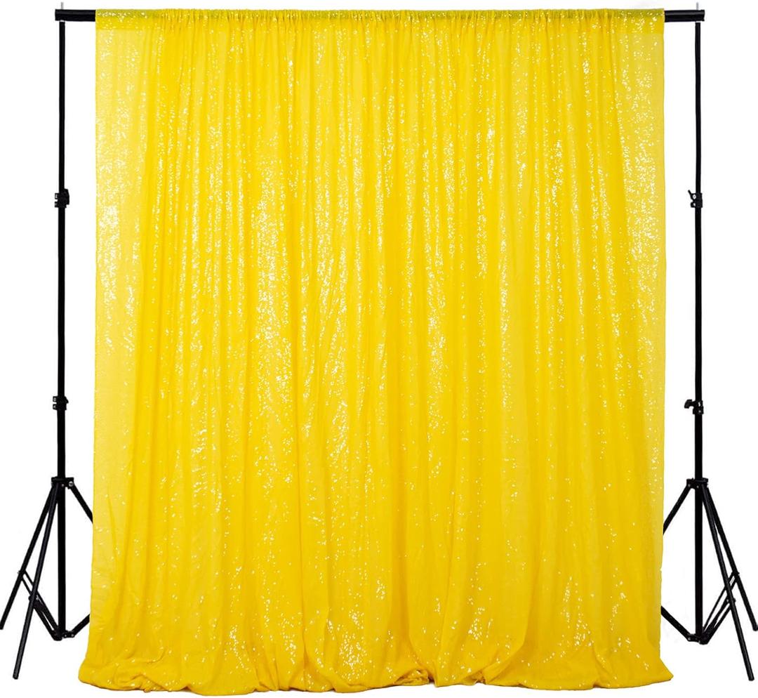 ShiDianYi Yellow Glitter Backdrop Curtain Photo Backdrop 4FTx7FT Sequins Shimmer Curtains for Backdrop