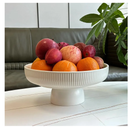 Ceramic Fruit Bowl,11" Decorative Bowl, Large Fruit Bowl for Kitchen Counter, Pedestal Bowl, Kitchen Counter Décor, Bread Candy Snacks Organizer, White (5.3 lbs, 68oz)