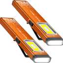RECHOO Rechargeable Flashlights High Lumens 2Pack, Magnetic EDC Flashlight with Clip, 8 Modes Powerful Pocket LED Flashlight, Waterproof Portable Flat Flashlights for Home Camping Emergency (Orange)