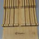 Utoplike in-Drawer Knife Block Bamboo Kitchen Knife Drawer Organizer, Handle Steak Knife Holder Without Knife, Fit for 12 Knives and 1 Sharpening Steel (Knives Not Included)