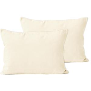 Encasa XO Throw Pillow Covers 12x20 in Set of 2 Natural | No Inserts | Cotton Pillow Covers for Living Room, Bed, Sofa, Couch | Decorative Cushion Covers with Improved Zippers